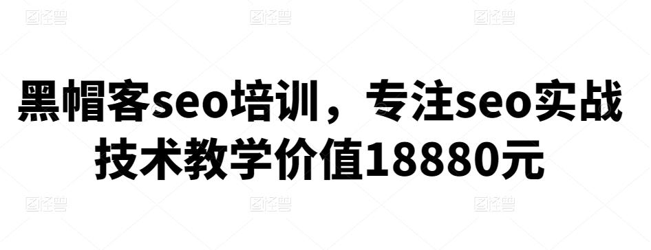 黑帽客seo培训,专注seo实战技术教学价值18880元