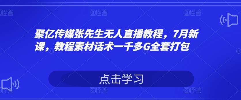 聚亿传媒张先生无人直播教程,7月新课,教程素材话术一千多G全套打包