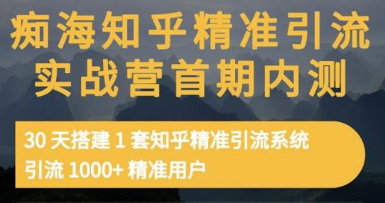 痴海知乎精准引流实战营1-2期,30天搭建1套知乎精准引流系统,引流1000+精准用户