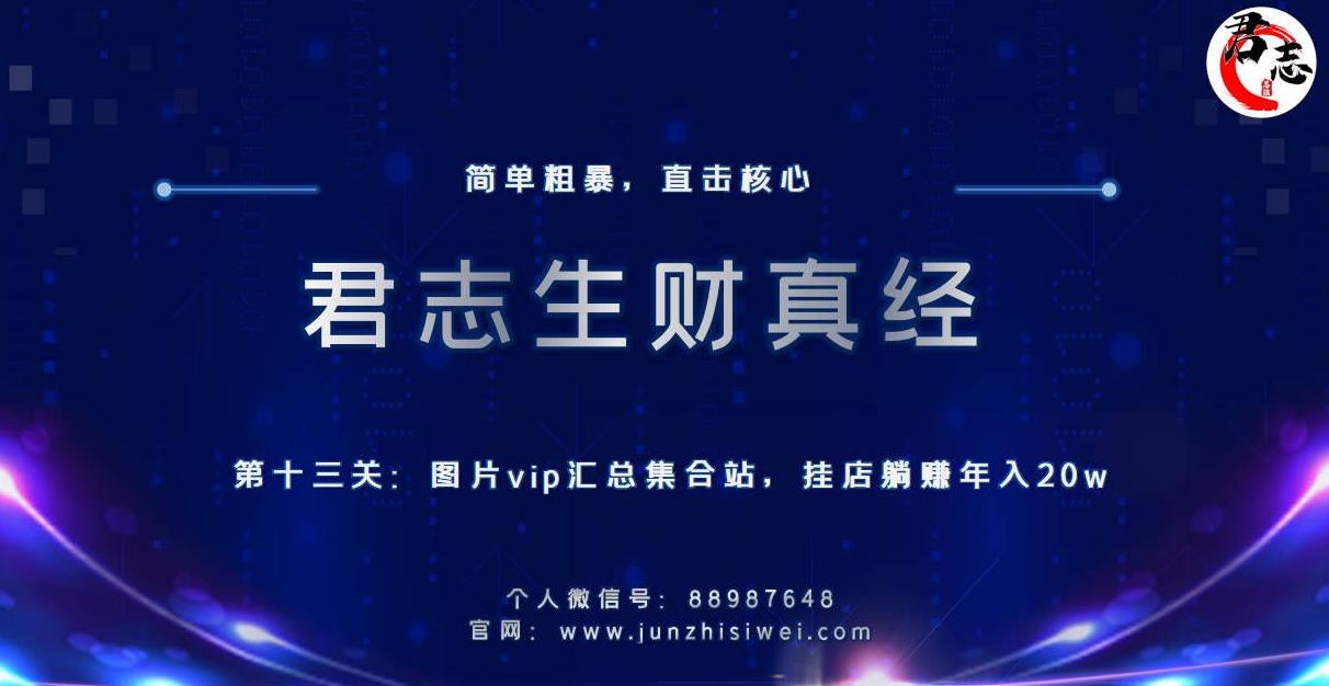 君志生财真经第十三关:图片vip汇总集合站,挂店躺赚年入20w