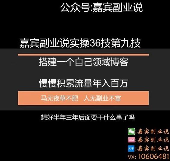 嘉宾副业说实操36技第九技:搭建一个自己领域博客慢慢积累流量年入百万