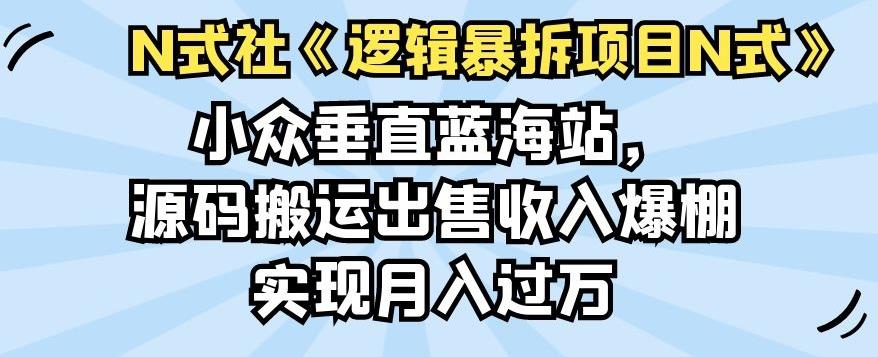 倪尔昂逻辑暴拆项目N式之12:小众垂直蓝海站,源码搬运出售收入爆棚实现月入过万