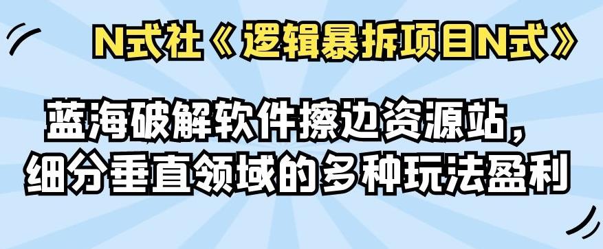 倪尔昂逻辑暴拆项目N式之11:蓝海破解软件擦边资源站,细分垂直领域的多种玩法