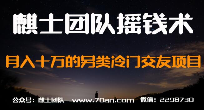 麒士团队摇钱术23:月入十万的另类冷门交友项目【视频课程】