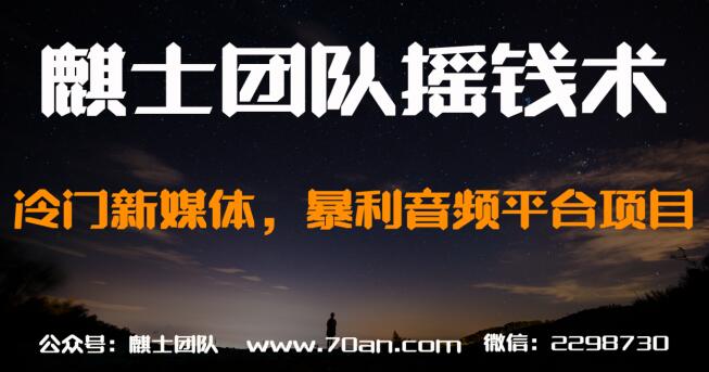 麒士团队摇钱术22:冷门新媒体,暴利音频平台项目【视频课程】