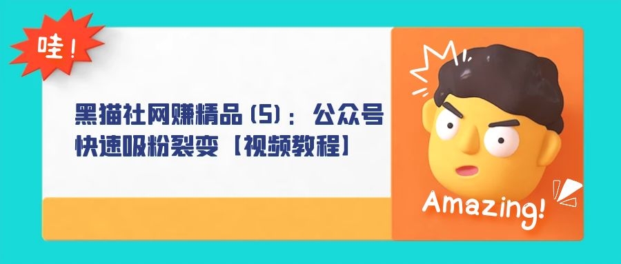 黑猫社网赚精品(5):公众号快速吸粉裂变【视频教程】
