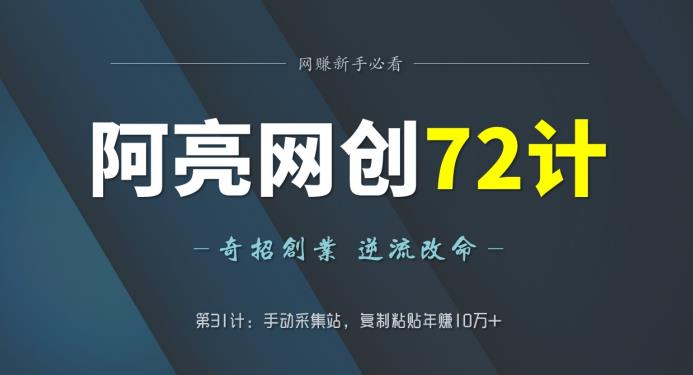 阿亮网创72计第31计：手动采集站，复制粘贴年赚10万+