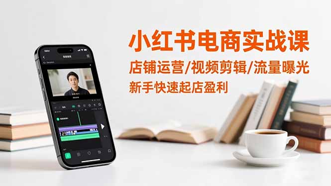 小红书电商实战课：店铺运营/视频剪辑/流量曝光，新手快速起店盈利