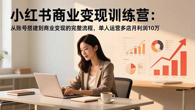 小红书商业变现训练营:从账号搭建到商业变现的完整流程,单人运营多店月利润10万