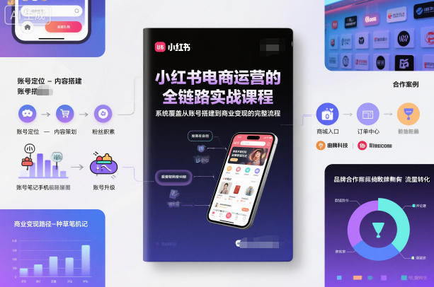 小红书电商运营的全链路实战课程,系统覆盖从账号搭建到商业变现的完整流程