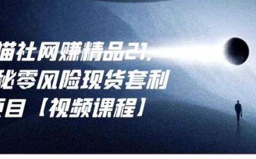 黑猫社网赚精品21：揭秘零风险现货套利项目【视频课程】