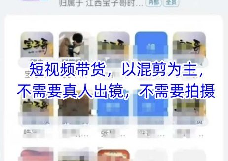 宝子哥头部团队短视频带货,以混剪为主,不需要真人出镜,不需要拍摄【更新9月】