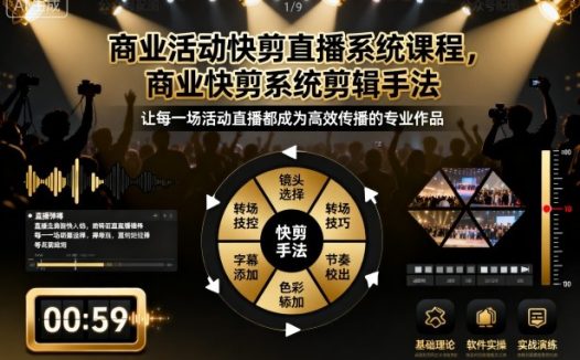 商业活动快剪直播系统课程,商业快剪系统剪辑手法