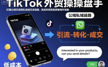 TikTok外贸操盘手，打通公域引流到私域成交全链路，低成本获取高质量海外询盘