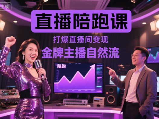 直播陪跑课，金牌主播自然流打爆直播间，复制高变现玩法