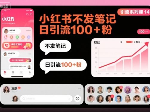 引流系列课14:小红书不发笔记日引流100+粉