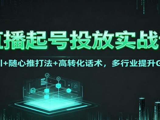 直播起号投放实战课：千川+随心推打法+高转化话术，多行业提升GMV