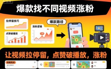 爆款找不同视频涨粉，让视频拉停留，实现点赞，破播放，涨粉
