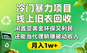 冷门暴力项目，线上旧衣回收，闲置变黄金环保又利民，还能当代理躺賺被动收入，变现+精准引流全流程