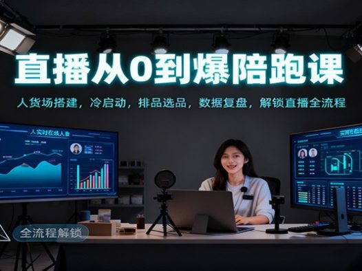 直播从0到爆陪跑课：人货场搭建，冷启动，排品选品，数据复盘，解锁直播全流程