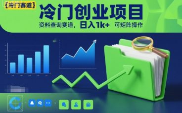 冷门创业项目，资料查询赛道，日入1k+，可矩阵操作