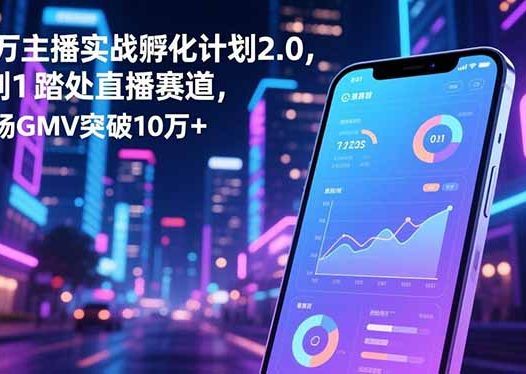 百万主播实战孵化计划2.0，0到1踏入直播赛道，场均GMV突破10万+