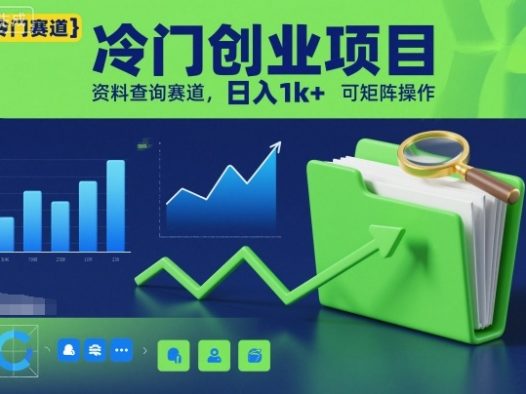 冷门创业项目，资料查询赛道，日入1k+，可矩阵操作