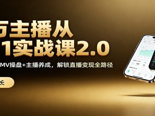 百万主播从0到1实战课2.0：机制拆解+GMV操盘+主播养成，解锁直播变现全路径