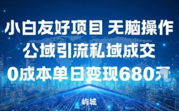 小白友好项目，无脑操作，公域引流私域成交，0成本单日变现680米