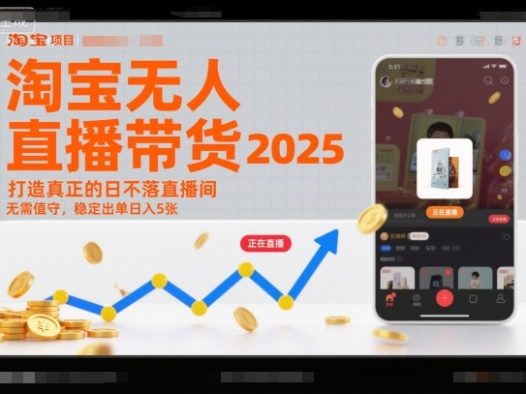 淘宝无人直播带货2025蓝海项目，打造真正的日不落直播间，无需值守，稳定出单日入5张