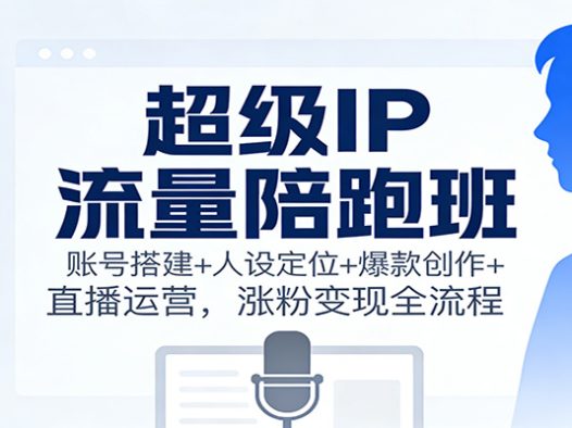 超级IP流量陪跑班：账号搭建+人设定位+爆款创作+直播运营，涨粉变现全流程